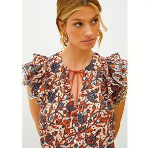 Anthropologie Love the Label Mabel Ruffle Sleeve Top Floral Peasant Boho